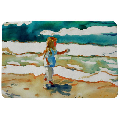Fille à la plage de 26 po x 18 po tapis de porte extérieur antidérapant Topher