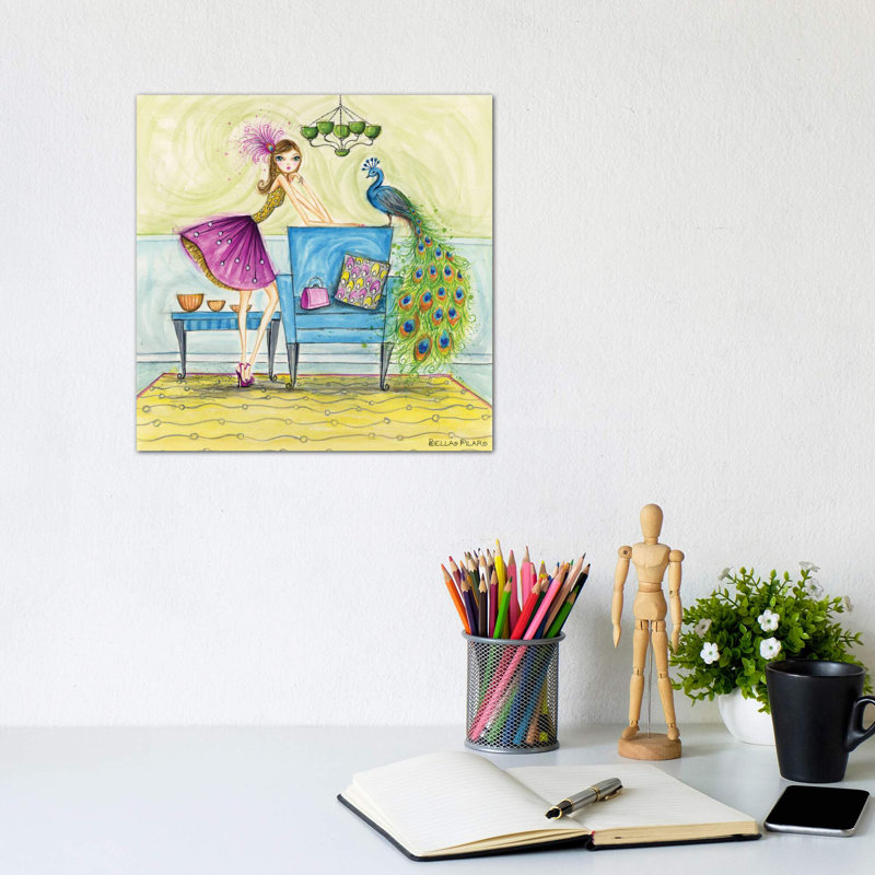 Art minime et peacock, Toile tendue, H 12 po x l 12 po x P 0,75 po