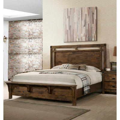 1pc Brown Panel Rich Weathered Wood Finish Headboard Robust Bed Footboard Bench Wooden Solid Wood Bedroom Furniture