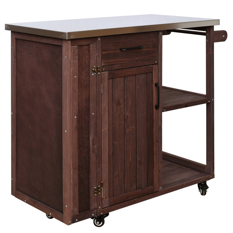 Chariot de cuisine verrouillable pour l'extérieur, Marron foncé