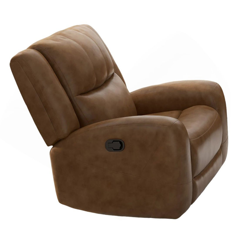 Fauteuil inclinable manuel en mousse à haute densité de style transitionnel avec accoudoirs à contour large et siège large au fini brun