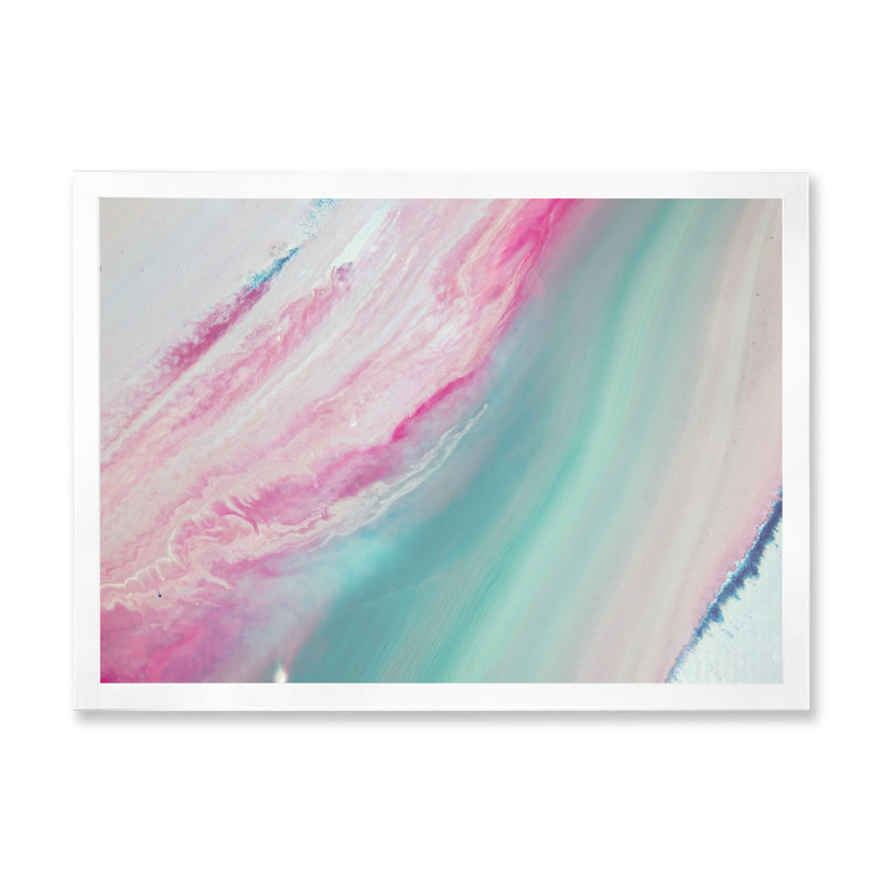 Marbre turquoise et marbre rose Flow Art IV - œuvre d'art moderne sur toile, H 12 po x l 20 po x P 1 po
