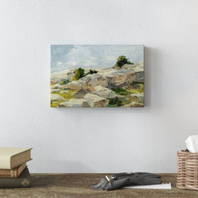 'Impasto Mountainside I' by Ethan Harper - Painting, 20cm H x 30cm W, Wrapped Canvas