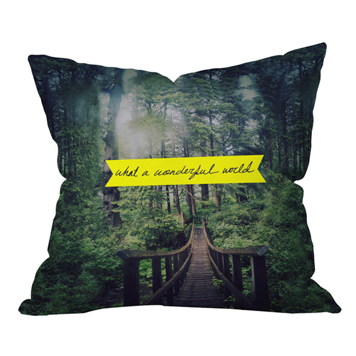 Coussin extérieur Leah Flores What a Wonderful World, 20 po x 20 po