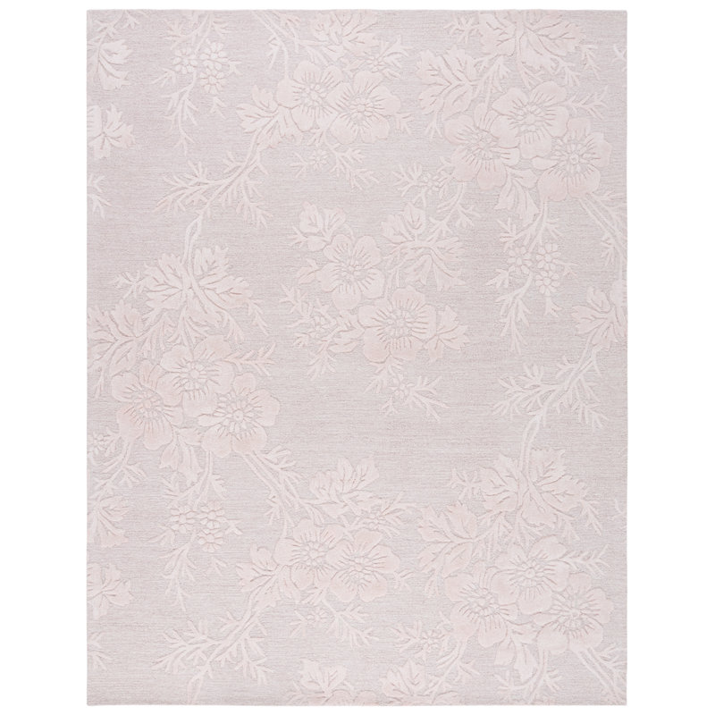 Tapis ivoire / gris anthracite en laine, coton et viscose Sina, Rectangle 8 pi x 10 pi