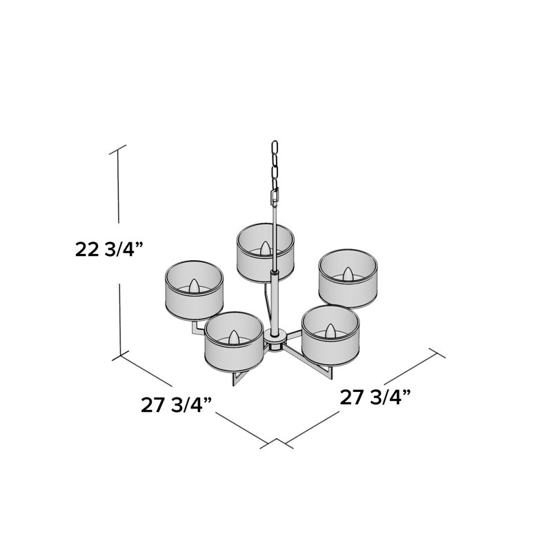 Darcia 5 - Light Dimmable Classic / Traditional Chandelier, Satin Nickel
