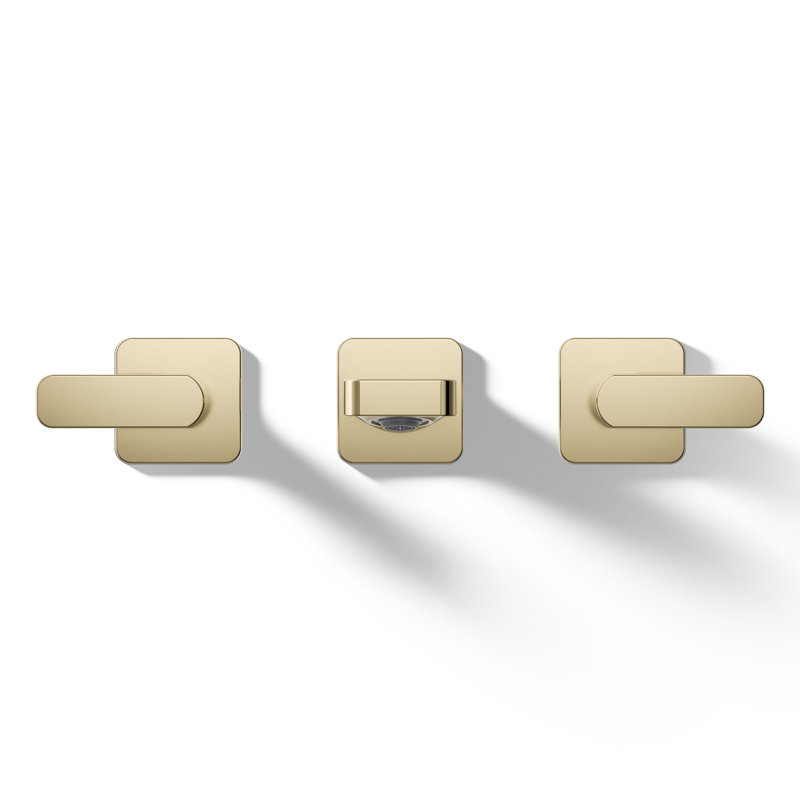 Parallel Wall-Mount Bathroom Sink Faucet Trim, Vibrant French Gold