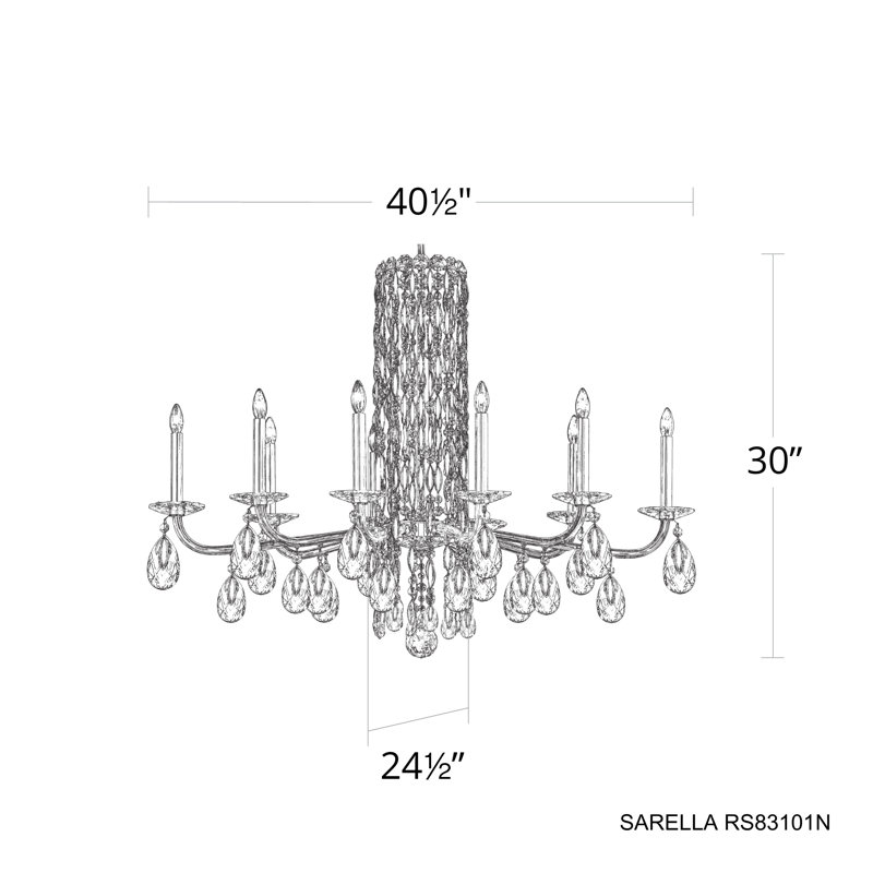 Siena 10 Light 40.5in x 30in Chandelier in Antique Silver with Clear Heritage Handcut Crystals, Stainless Steel, Czech