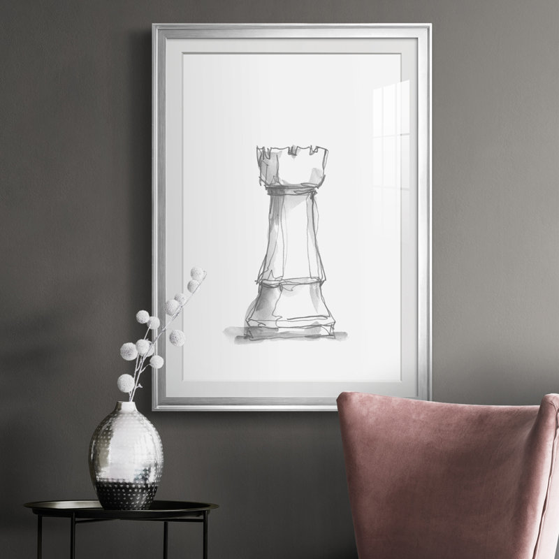 Chess Room Study V - reproduction de cadre photo, H 42,5 po x l 30,5 po x P 1 po, Argent