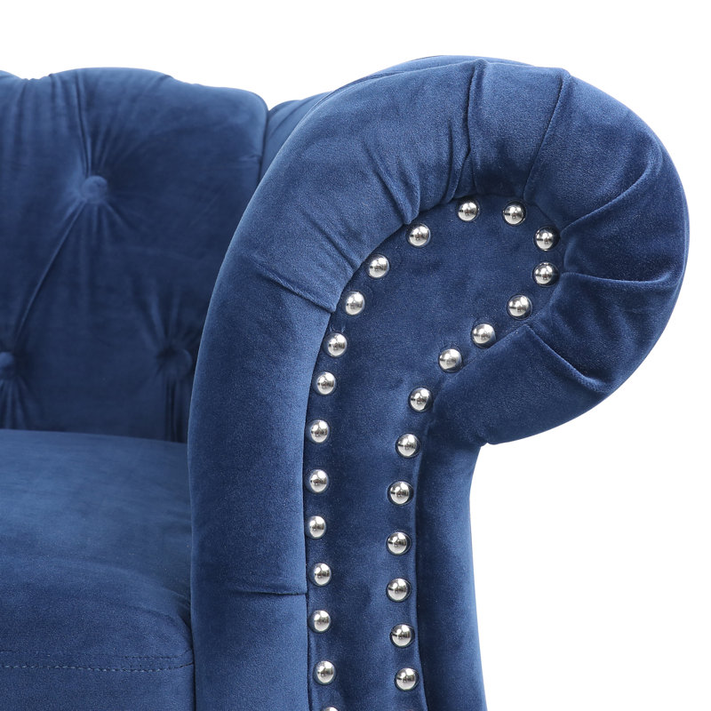 Canapé rembourré 83,85 po Adedapo, Bleu velours