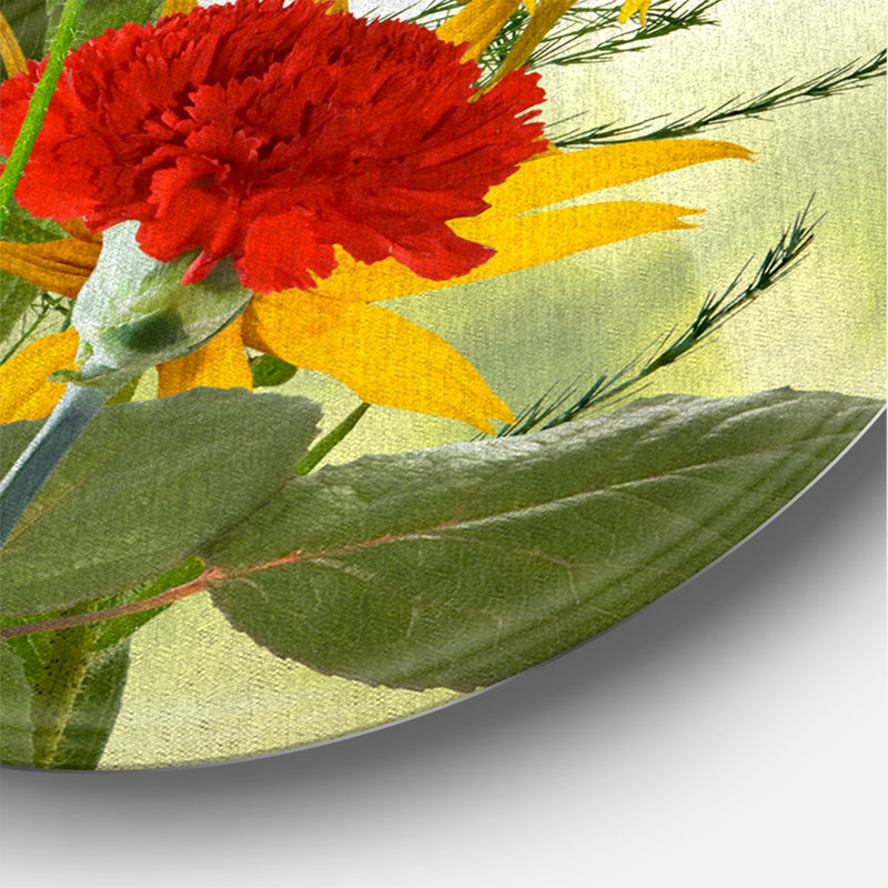 Tournesols et coquelicots dans la nature, H 36 po x l 36 po x P 1 po
