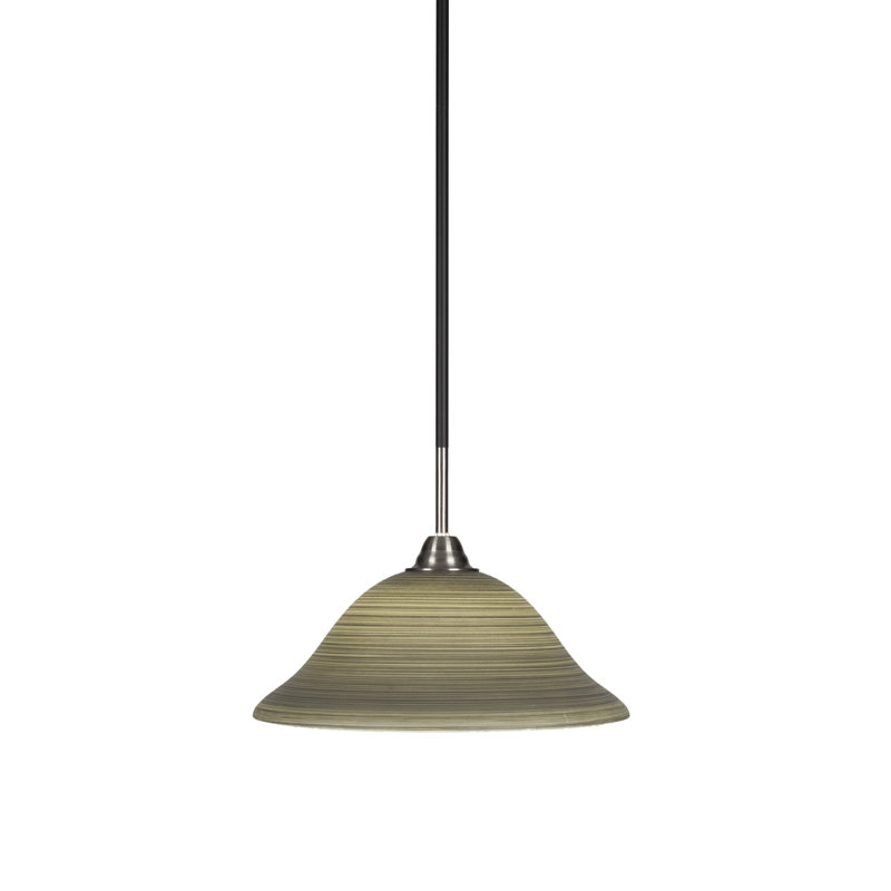 Luminaire suspendu avec tige en verre de lin gris 10 po Achen Paramount, Lin gris, H 9,5 po x l 12 po x P 12 po