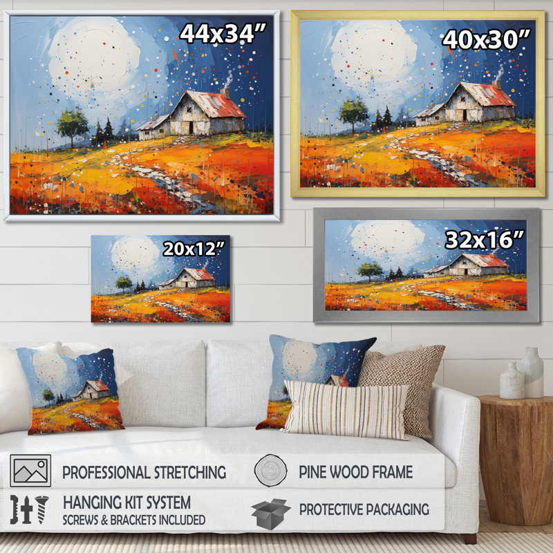 Mastan Farmhouse Farmstead Abstractions Pointillism I - impression, H 16 po x l 32 po x P 1 po, Toile tendue