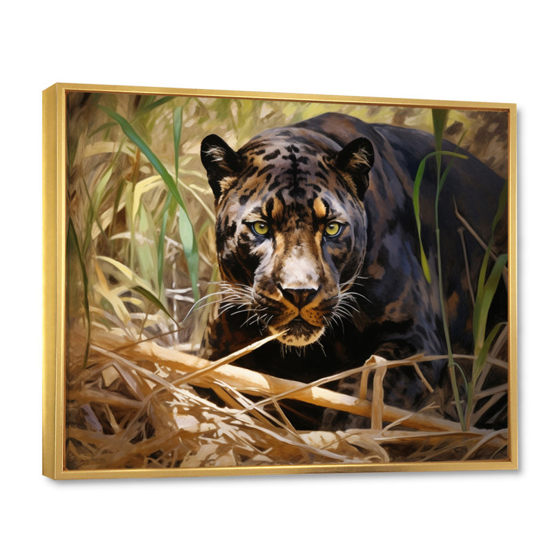 «Black Panther Into The Wild» sur toile, Cadre flottant doré, H 16 po x l 32 po x P 1 po