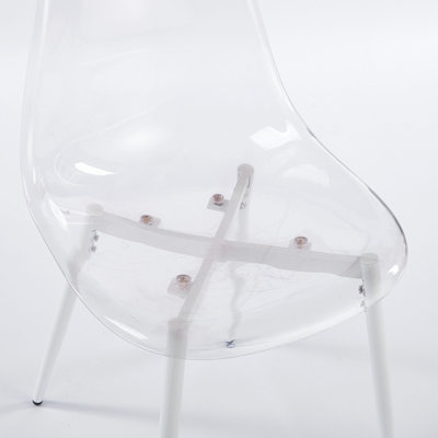 chaise de salle à manger, ensemble de 4, pieds en métal, siège en plastique PET