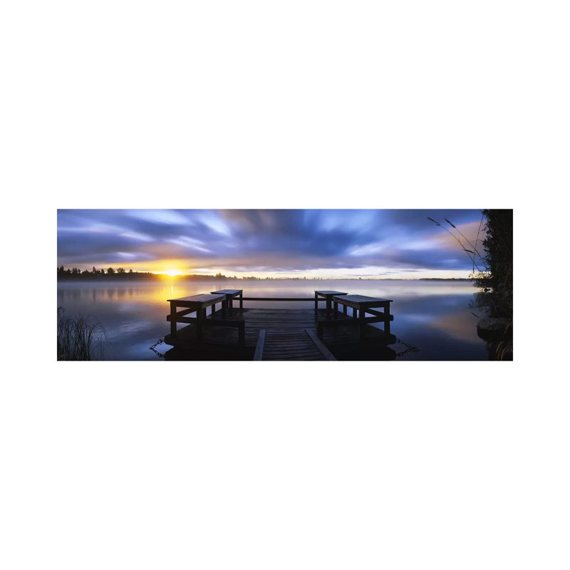 Panoramic View Of A Pier At Dusk, Vuoksi River, Imatra, Finland by Panoramic Images - Wrapped Canvas Panoramic Print