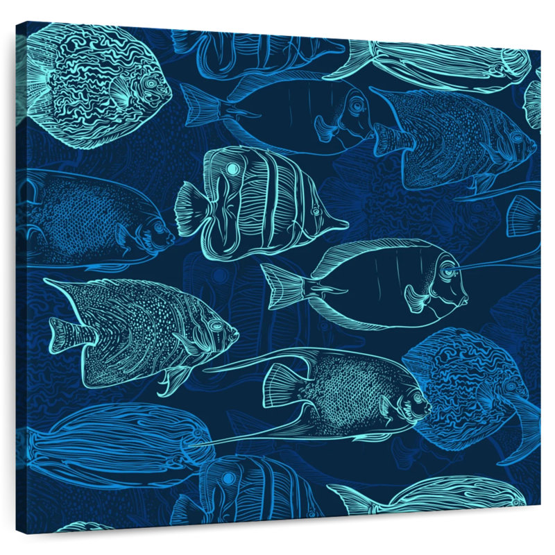 Contours de poisson bleu-vert Brampt, H 10 pi x l 10 pi