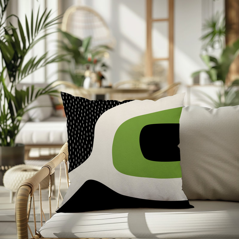 Coussin carré intérieur / extérieur pia, H 17 po x l 17 po, Chartreuse/Black/Off-White