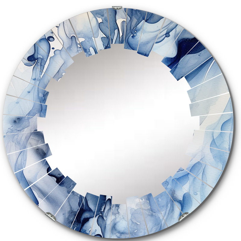 Miroir mural Classic Blue Waves, Fractals Modern - Abstract Classic Blue Waves V, 24 po x 24 po