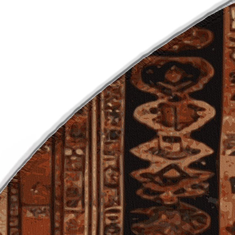 Tapis turc intérieur et extérieur brun, Rond 5 pi