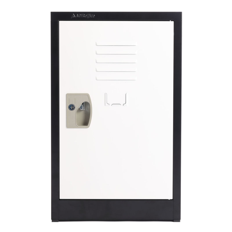 24" Black and White Steel Freestanding Office Lockers, Set of 2