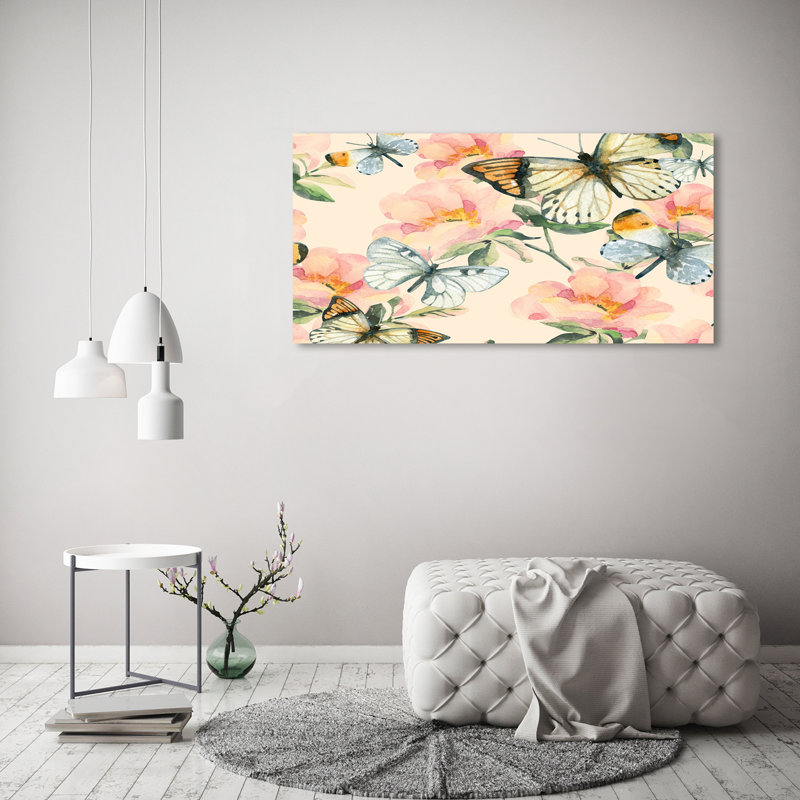 Butterflies And Flowers - Wrapped Canvas Print