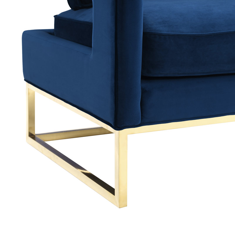 Fauteuil en velours l 33,5 po Isabel, Velours marine
