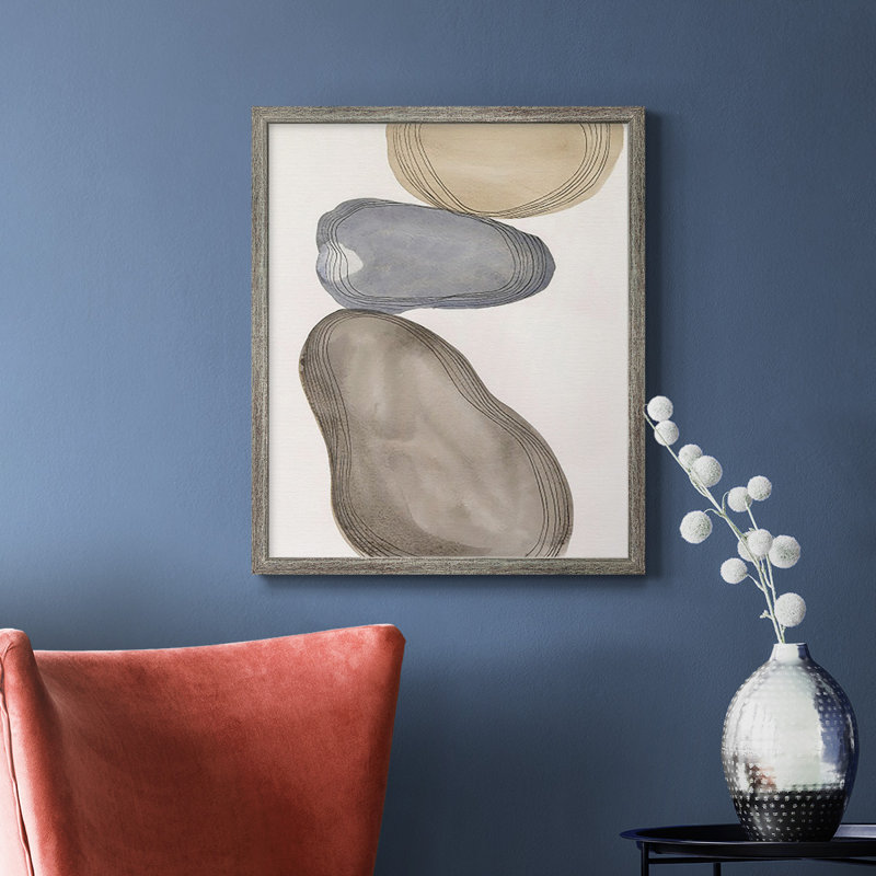 River Rocks Contour II, toile encadrée de qualité supérieure - prête à être accrochée, Gris, H 24 po x l 20 po