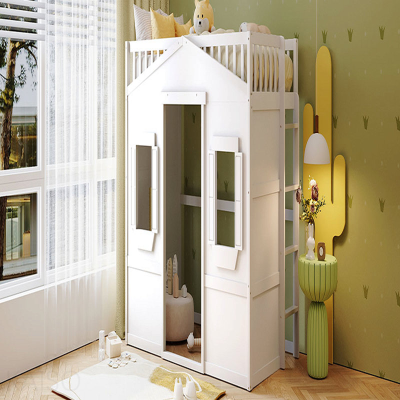 Lit mezzanine simple avec échelle - blanc, Twin, White