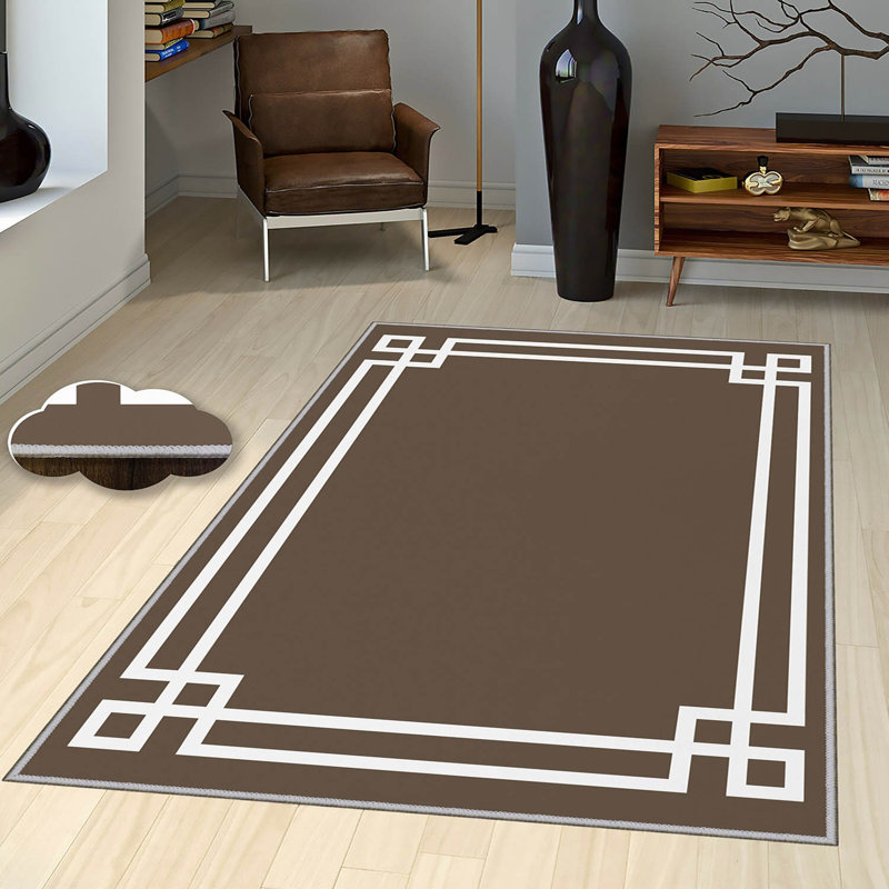Stylish Hall Carpet (3.3 x 6.6 ft), 100% Polyester, 0.3 in Pile Height | Antibacterial, Non-Slip PVC Felt Dot Underside | Machine Washable, 3D Digital Print, Durable & Easy to Clean | Perfect for Entryway & Living Areas