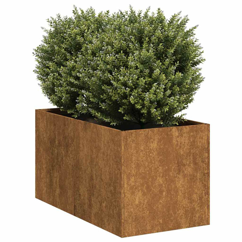Metal Planter Box, Brown, 15.75" H x 15.75" W x 31.50" D