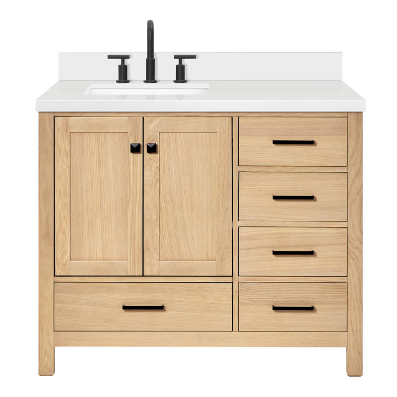 Ensemble de meuble-lavabo simple 43 po Cambridge, Chêne, Forme rectangulaire, Gauche