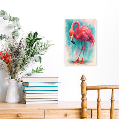 Pink Flamingo In Exotic Bright Colors Bold Colorful Contemporary Bird Flamingo Animal Nature Wall Art