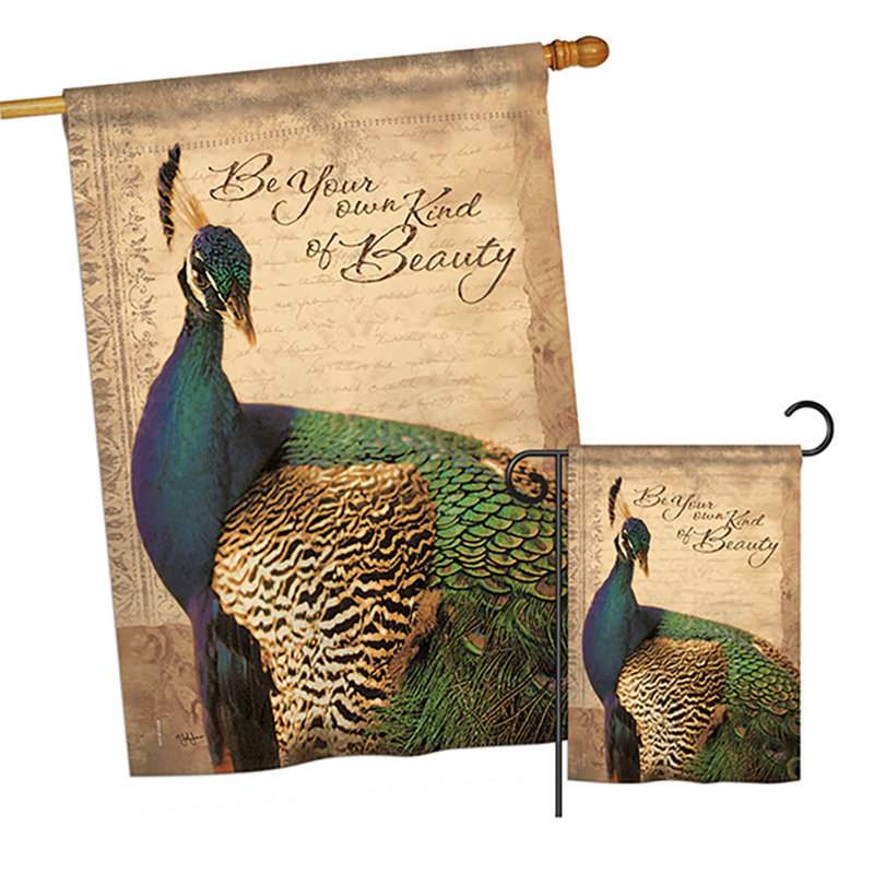 Polyester de 2 côtés 40 x 28 po peacock friends drapeau de jardin