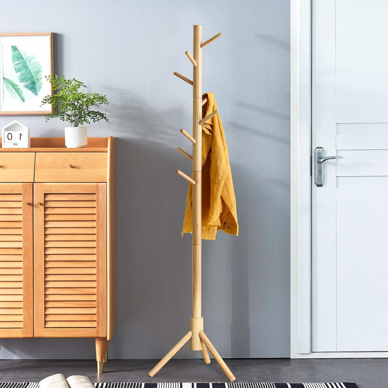 Freestanding 8 - Hook Coat Rack, Natural Color