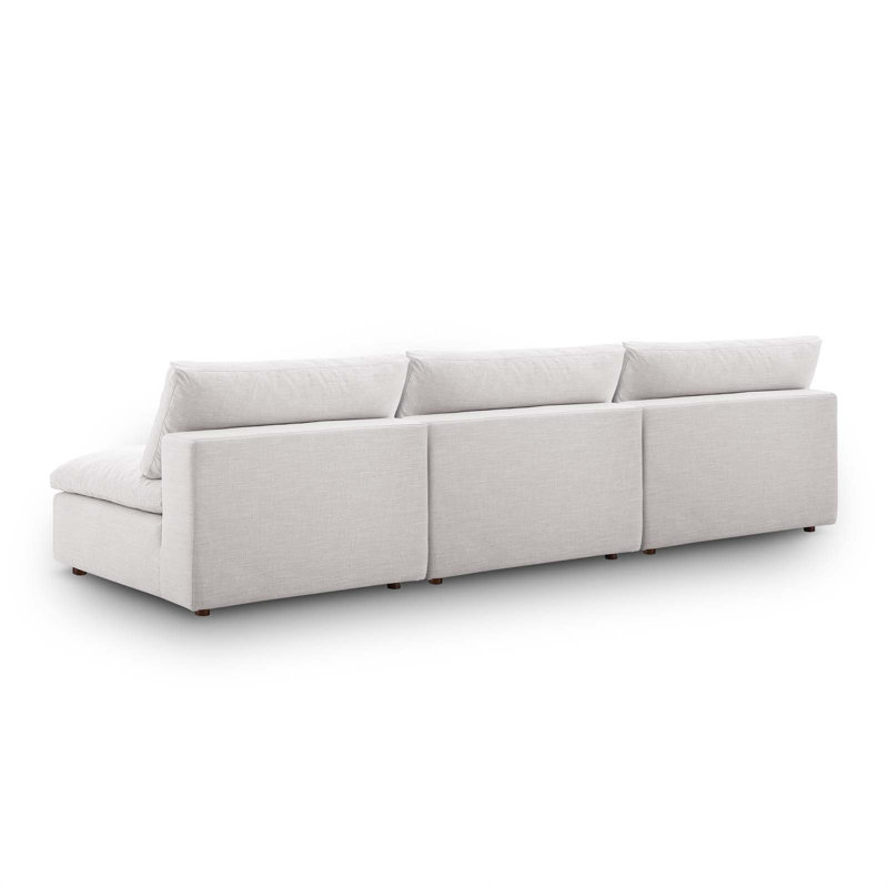 Commix Down Filled Overstuffed 3-Piece Armless Sectional Sofa, Beige Polyester