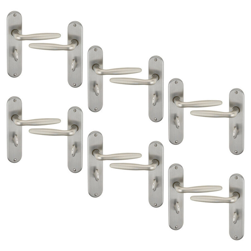 6x Urfic Rouen Metal Lever Latch Door Handles Set Rose Internal & External
