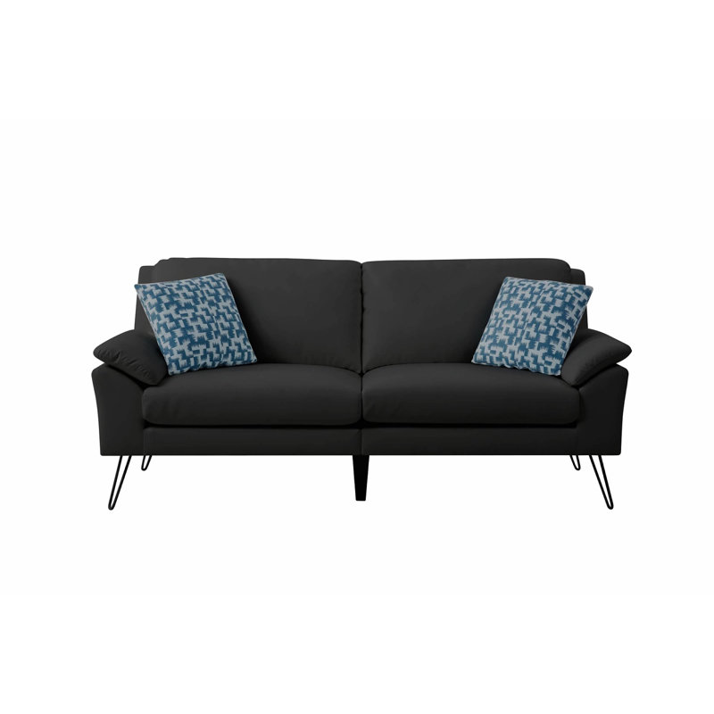 Canapé en similicuir avec accoudoirs à coussin supérieur de 75 po Luzia, Noir