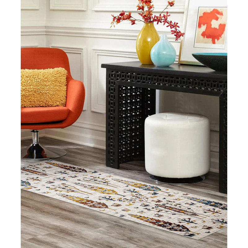Tapis ivoire Riayn, Tapis de couloir 2 pi 6 po x 8 pi