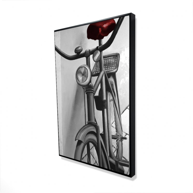 «Abandonné bicyclette» sur toile, Gris et rouge