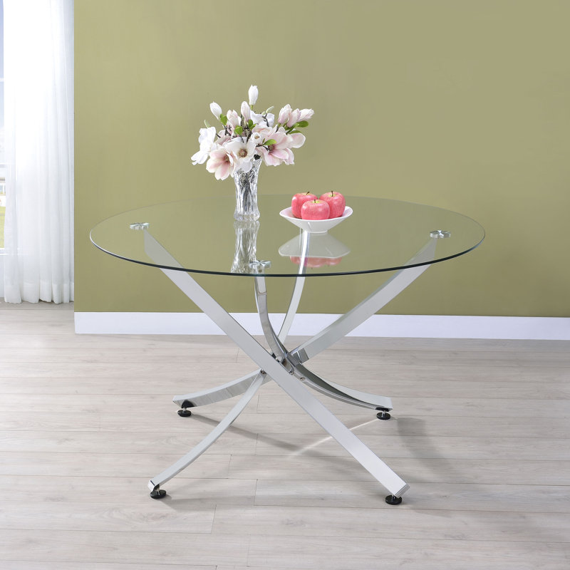 Aberdeen Round Dining Table Chrome And Clear