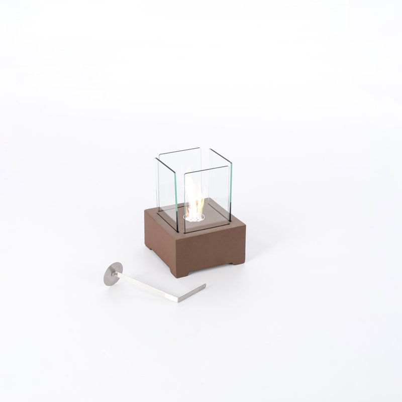 Keegan Metal Bio-Ethanol Outdoor Tabletop Fireplace with Flame Guard, Rust Brown