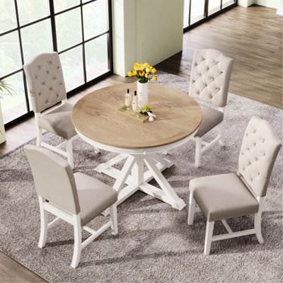 Salle à manger rétro avec 4 chaises - table extensible, construction pour la maison