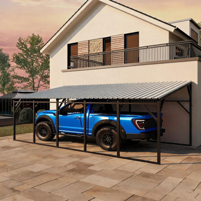 12x25 ft Wall-Mounted Metal Carport