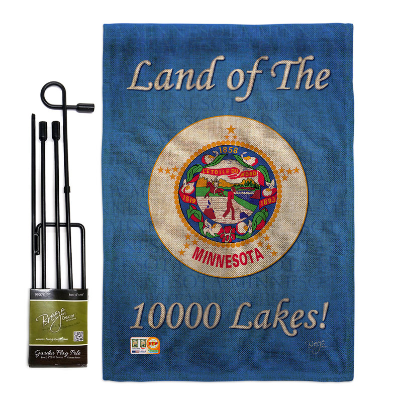 Double Sided 18.5'' H x 13'' W Burlap Flag Set, Minnesota