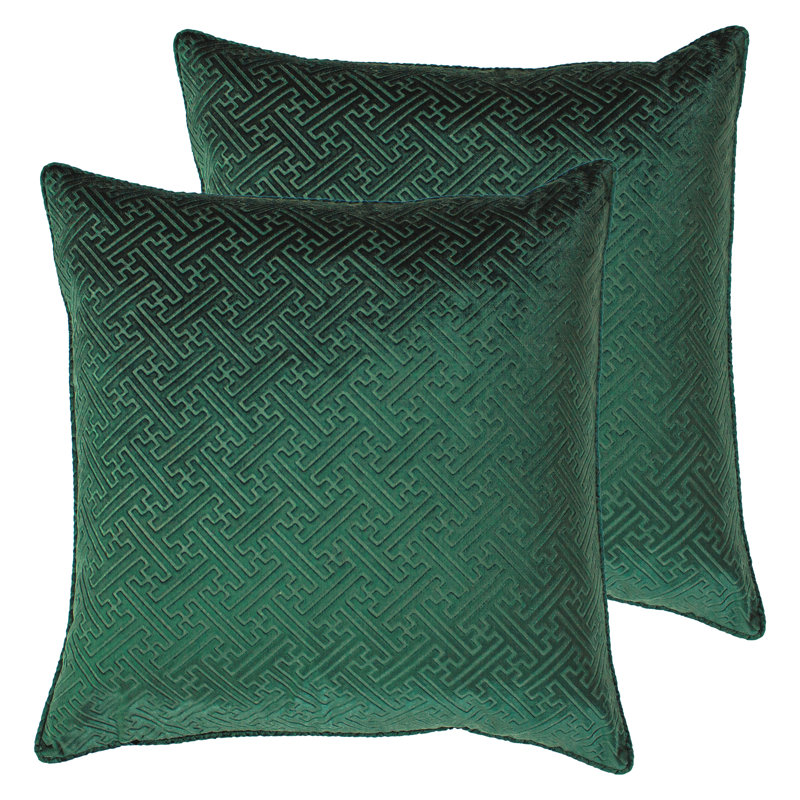 Paoletti Geometric Square Throw Cushion, Emerald