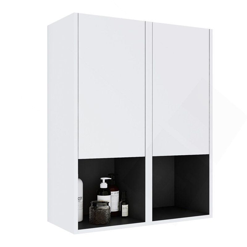 Armoire de salle de bain latérale, 2 portes à fermeture douce, conception à fixation flottante, 12 * 2 (emballage KD)