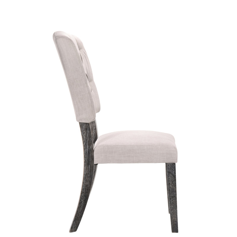 Ensemble de 2 chaises d'appoint en lin beige et gris