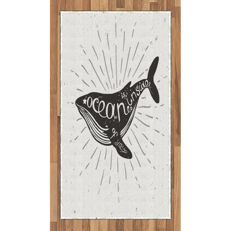 Whale Inspirational High Density Long Fiber Poly Threads Decorative Area Rug Carpet, Rectangle 2'7" x 5'