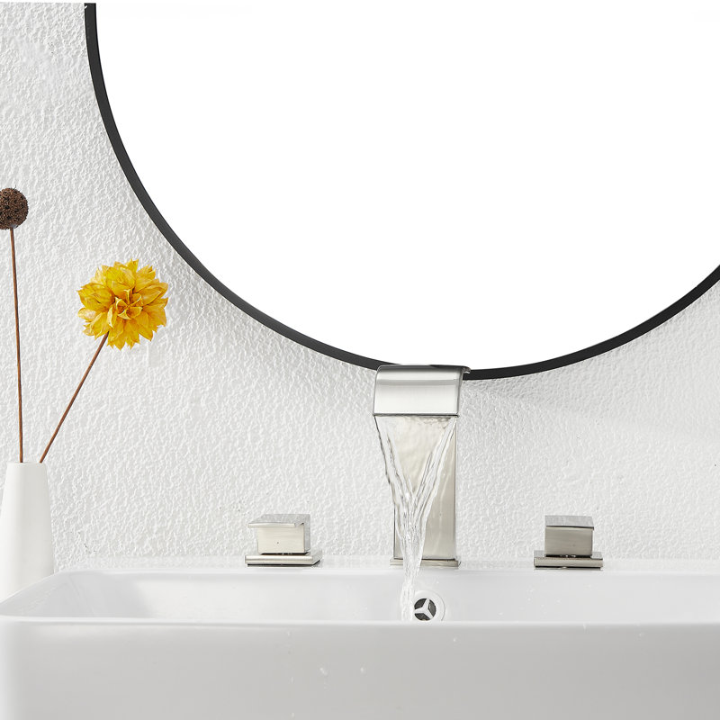 Widespread 2-handle Bathroom Faucet with Drain Assembly, Brushed Nickel